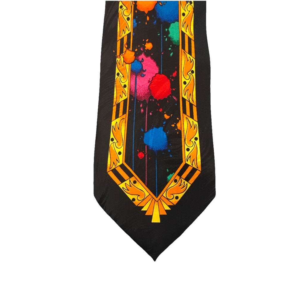 VTG Rush Limbaugh No Boundaries Collection Silk Tie Paint Splatter Hand Sewn USA